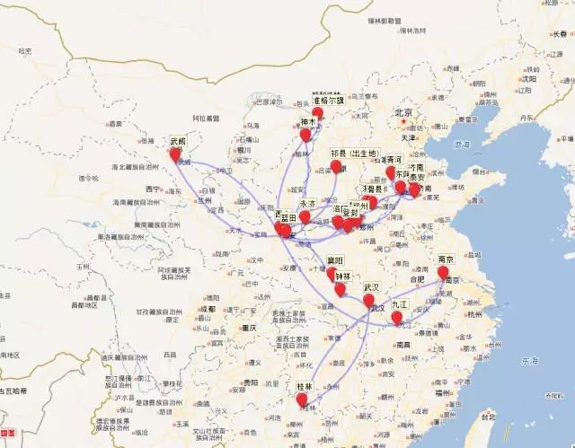 有人把李白杜甫一生的旅行足迹做成了地图,忽然发现了